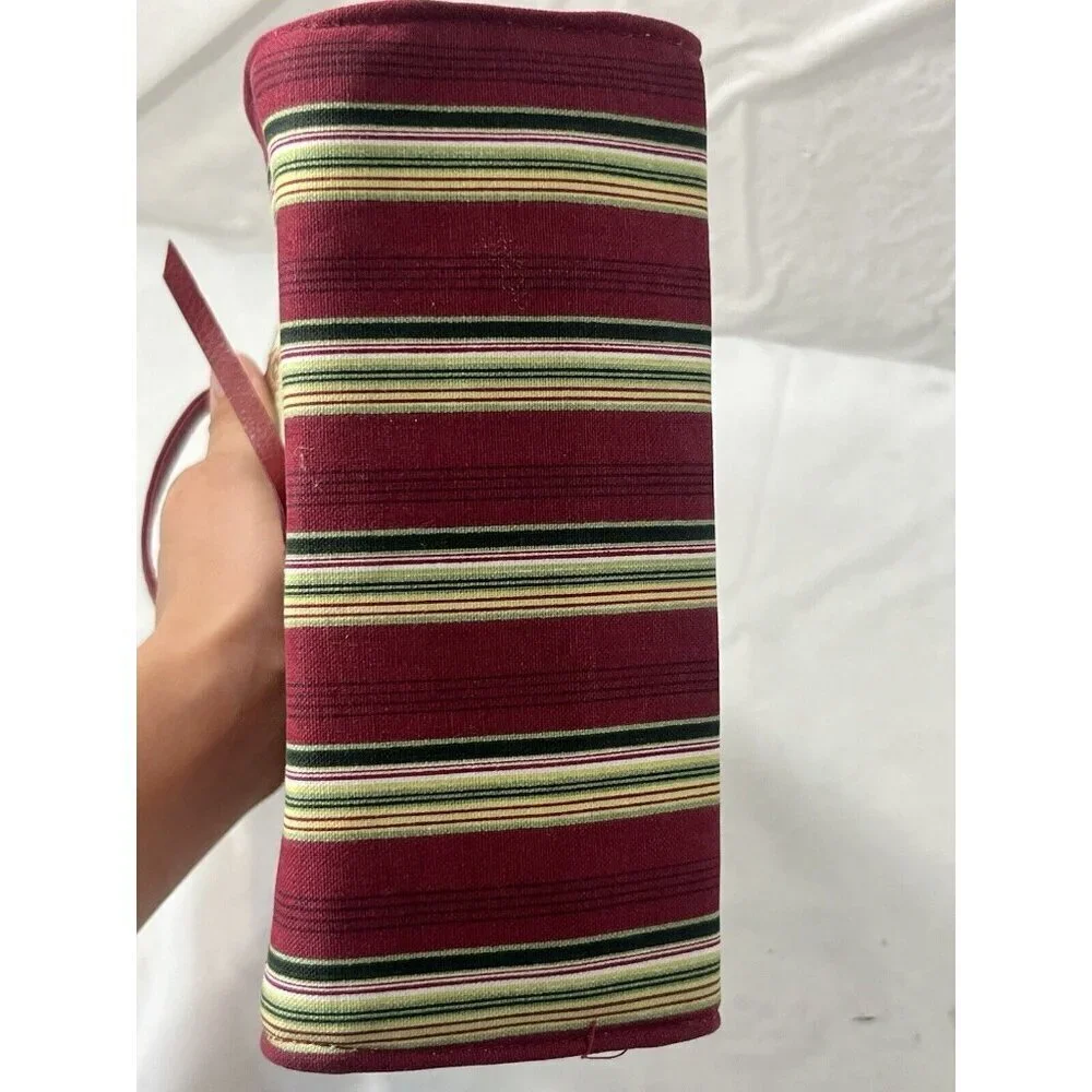 Longaberger Canvas Holiday Red Stripe poinsettia Small Tote